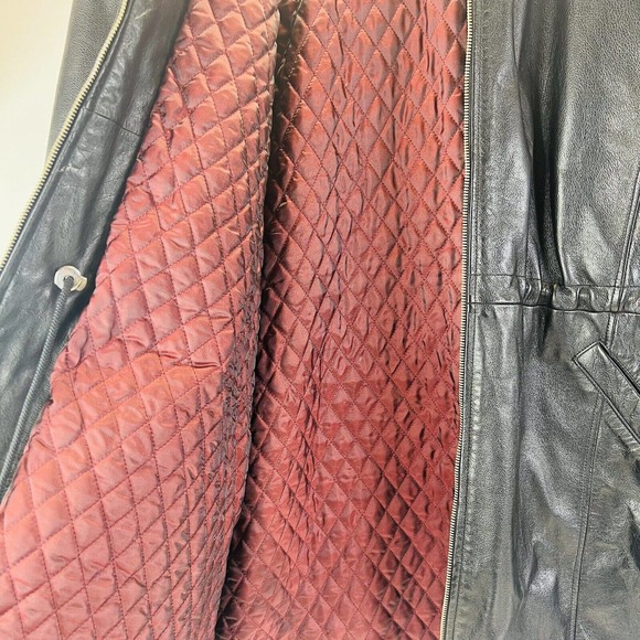Vintage 1986 Wilsons Hooded Quilted Lined Leather Jacket Cinch‎ Waist 1X - Picture 6 of 14